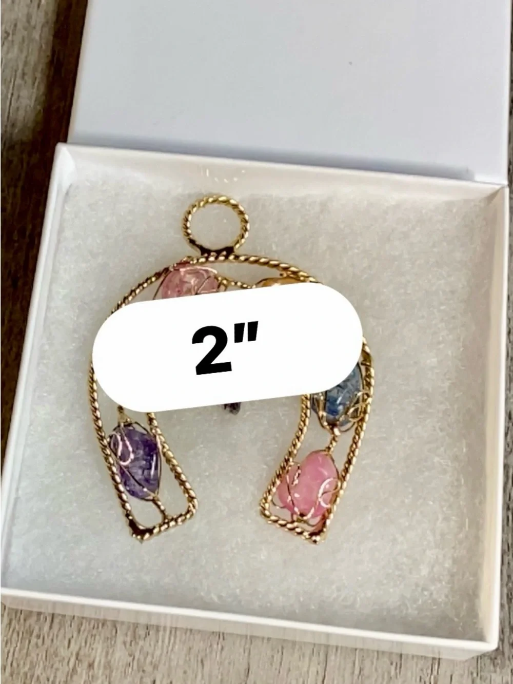 Gold-Tone Multi-Colored Wire-Wrapped Gemstone Pendant
